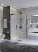 Душевой уголок Cezares PLANE-A-1-100-C-GM, 100х100х195, профиль оружейная сталь, стекло прозрачное