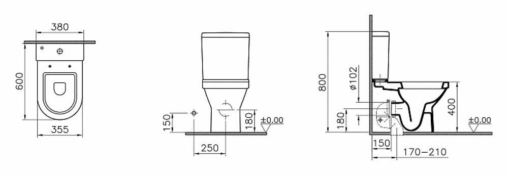 Vitra S50 Унитаз-компакт с сидением стандарт и механизмом смыва Geberit