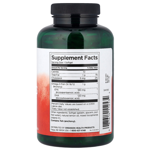 Swanson, Рыбий жир с омега-3, лимон, 150 капсул