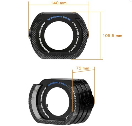 Бленда (маска) для линз 3.0 дюйма с DRL Белый цвет U-образная (комплект, 2шт)