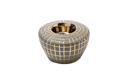 18H7819-S  Подсвечник c золотым декором d10*6см