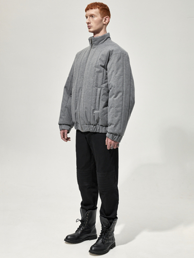 Бомбер стеганый "Брутализм". Серый