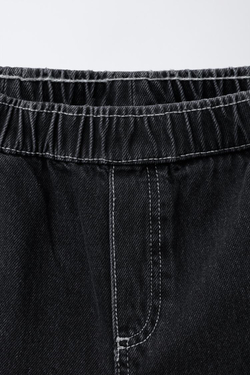 ZARA ДЖИНСЫ BALLOON С КОНТРАСТНОЙ СТРОЧКОЙ, ЧЕРНЫЙ