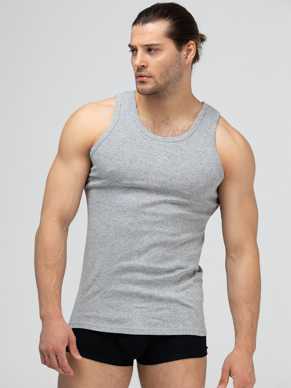 Уютная мужская майка в мелкий рубчик (Размер: XXL) (Цвет: черный)