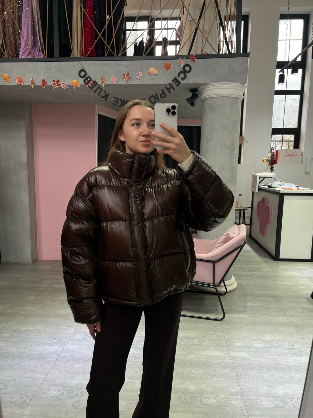 Пуховик Лак горький шоколад
