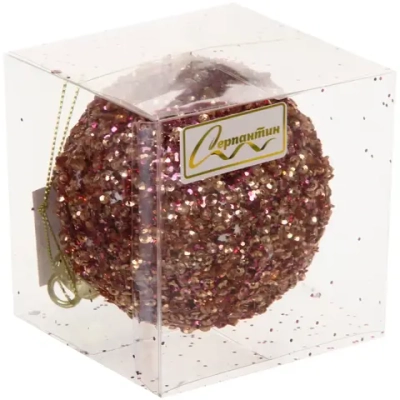 Новогодний шар «Блеск ночи» 8 см, Розовое золото