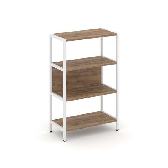 Shelf System Односекционный стеллаж трехярусный SN.STM-311 Дуб Табак/Металл Белый 810*400*1246