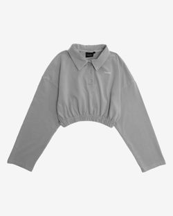 Поло Crop OG Logo in Garment Dyed Grey