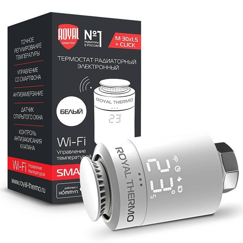 Термостат радиаторный электронный, белый Rroyal Thermo Smart Heat, RTE.77.001