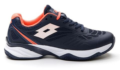 Женские Кроссовки теннисные Lotto Superrapida 200 II PRT W - navy blue/all white/coral fluo