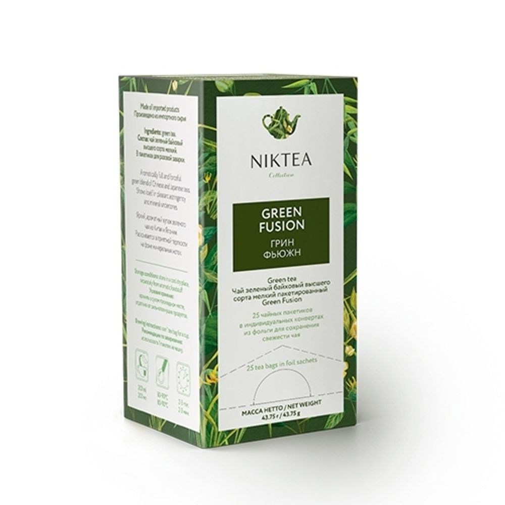 Чай зеленый Niktea Green Fusion/ Грин Фьюжн в пакетиках 43,75 гр