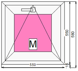 Пластиковое окно 550 х 550 фрамуга (форточка) ТермА Эко + Москитная сетка