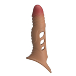 Карамельная удлиняющая насадка на пенис с вибрацией