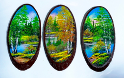 Панно на срезе дерева" времена года"