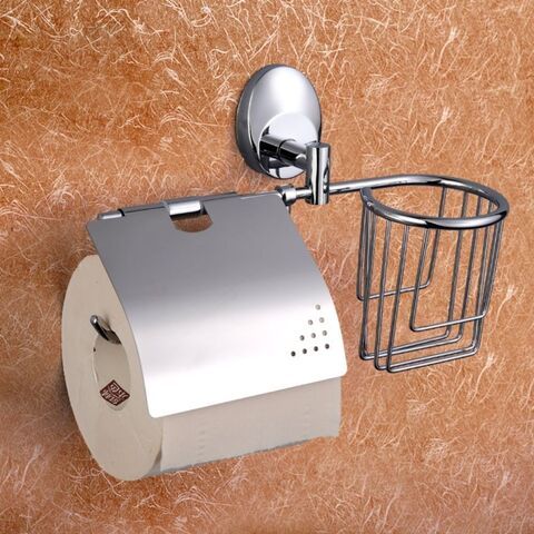 Держатель для туалетной бумаги, с корзинкой, мет-л, хром, Frap, F1603-1