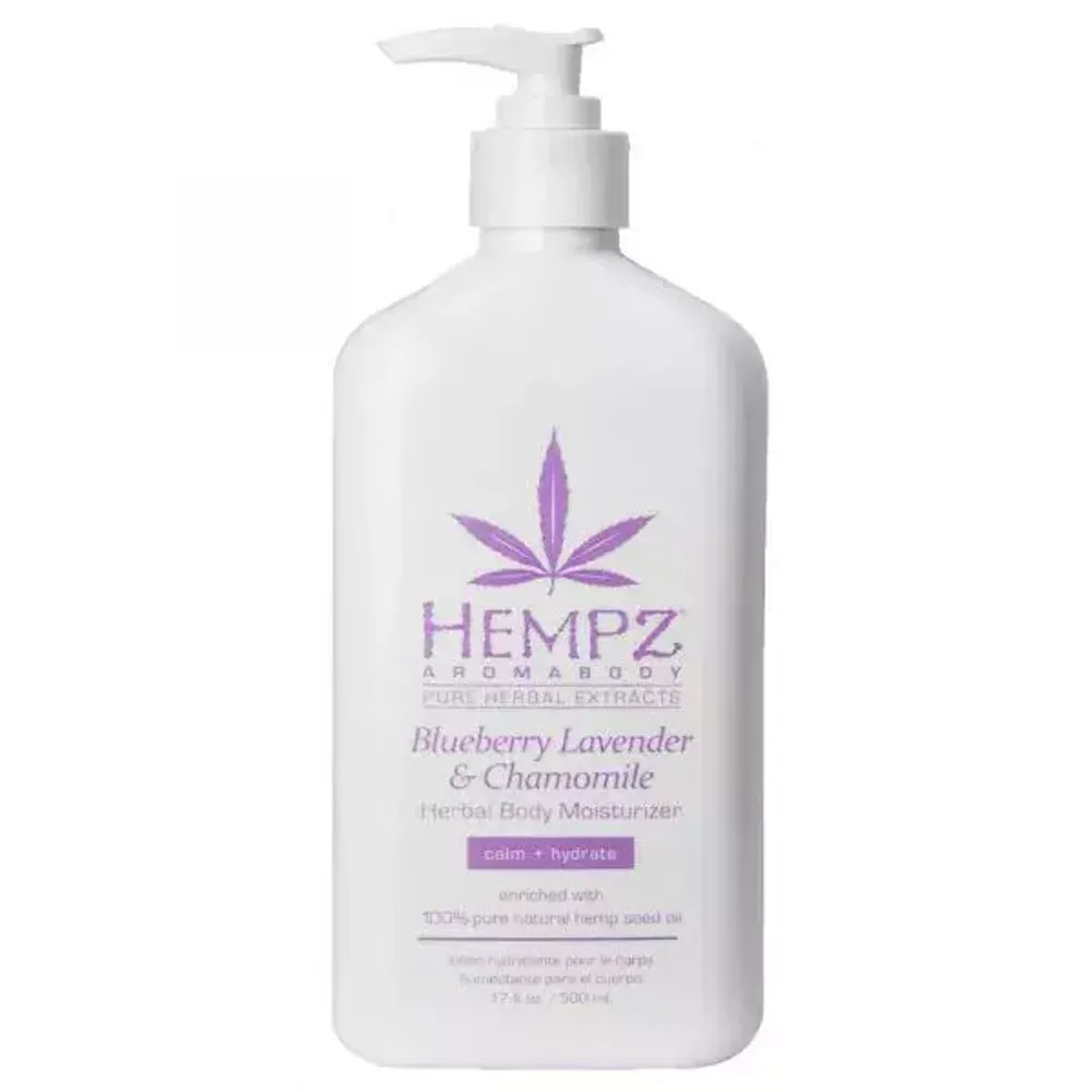 Hempz blueberry lavender &amp; chamomile herbal body moisturizer calm+hydrate enriched with 100% pure natural hemp seed oil 500ml