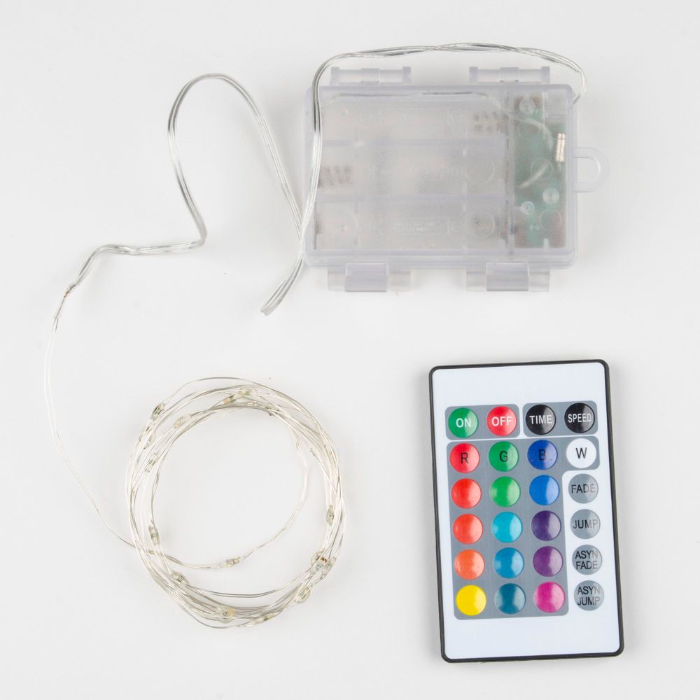 ULD-S0200-020-DTB-3AA-RC RGB IP20 DEW Гирлянда светодиодная Роса на батарейках 3AA не в-к. 2м. 20 светодиодов. RGB свет. Пульт ДУ в-к. Провод прозрачный. TM Uniel