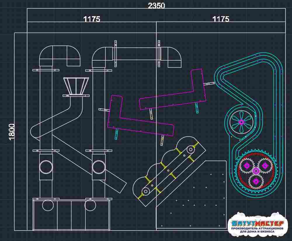 Интерактивная стена оборудование «Шариковый штурм» 2,35×0,5×1,8 м
