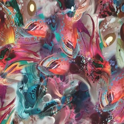 Розово-бирюзовые разводы в камне