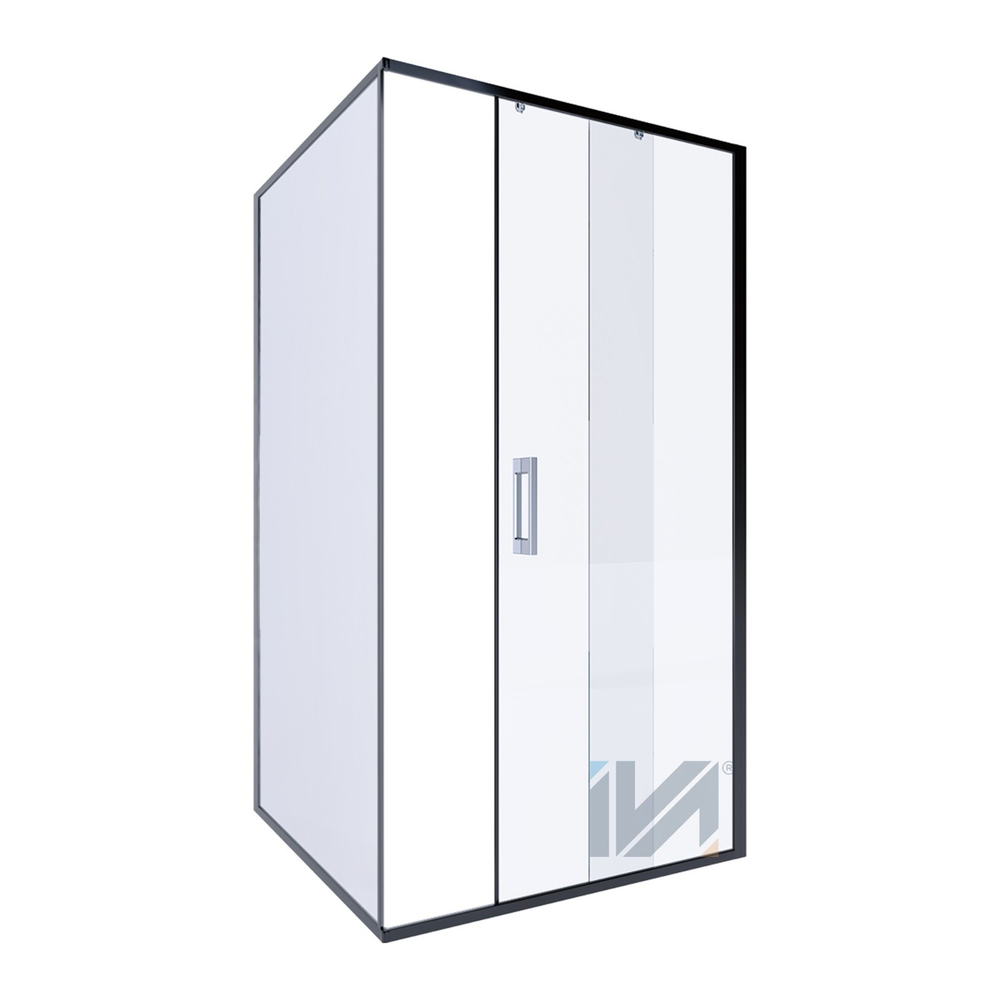Душевое ограждение IVA E6SB118C 1100×800×2000 открывание дверей раздвижное (без поддона), стекло прозрачное, толщина стекла 6 мм, черный профиль