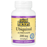Natural Factors, убихинол, 200 мг, 30 капсул