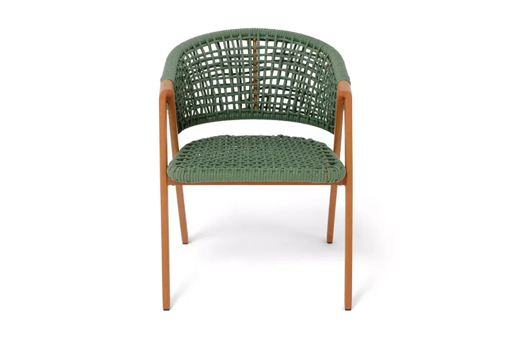 "Амстердам" стул плетеный из роупа, каркас алюминий, роуп зеленый круглый