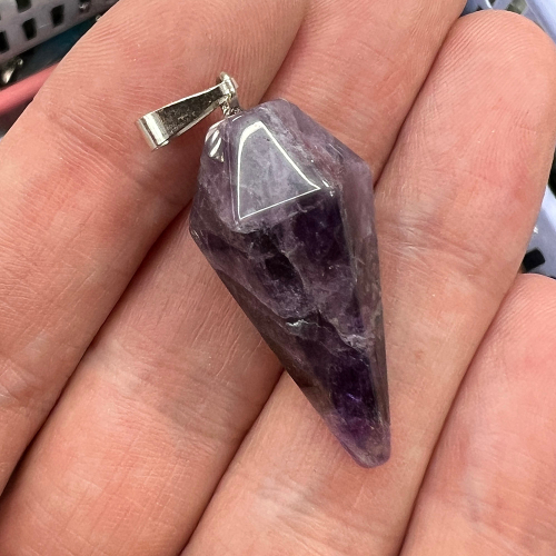Кулон Маятник из камня Аметист, 34х15 мм