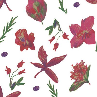 Бесшовный паттерн с осеннними цветами восковыми мелками