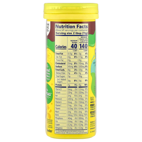 Nesquik, Nestle Powder, какао-порошок с шоколадным вкусом, без добавления сахара, 453,5 г (16 унций)