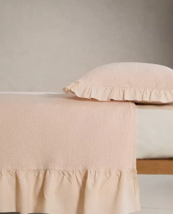 ZARA HOME ДЕТСКОЕ ПОКРЫВАЛО С ОБОРКАМИ, РОЗОВЫЙ