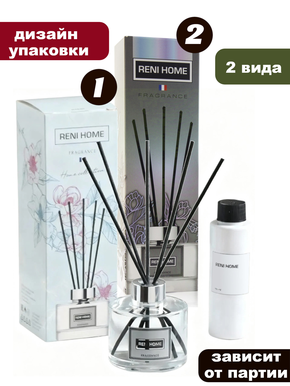 Ароматический диффузор RENI HOME 33 ROSSO NOBILE/ Благородный виноград (аромат для дома), 100мл.