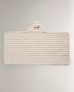 ZARA HOME ДЕТСКОЕ ПОЛОТЕНЦЕ С КАПЮШОНОМ И ВЫШИВКОЙ, РОЗОВЫЙ