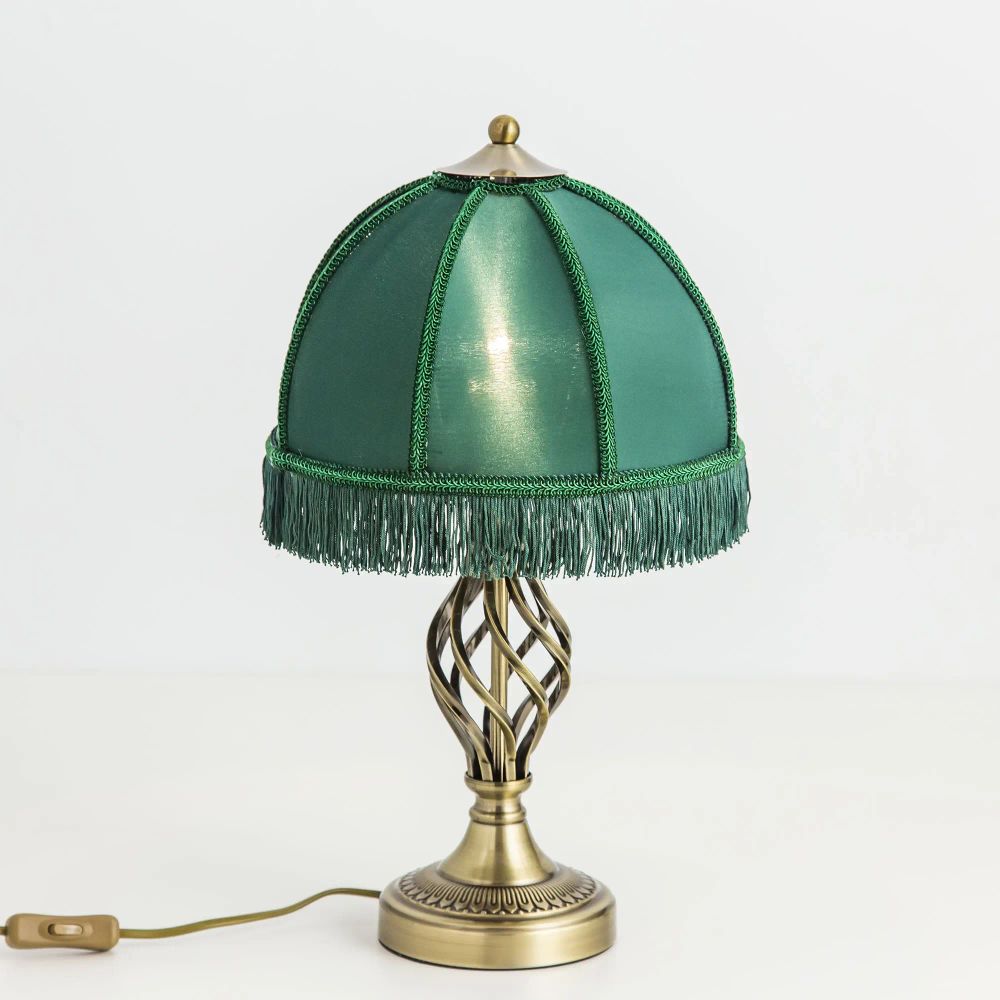 Citilux Базель CL407802 Настольная лампа с зелёным абажуром Бронза