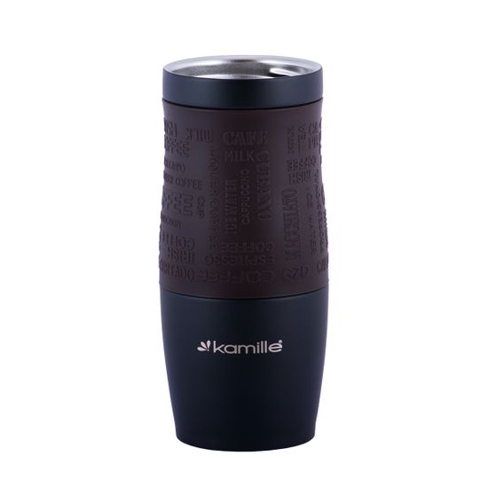 Термокружка 380 мл. из нержавеющей стали Kamille KM 2069A с TPR-вставкой