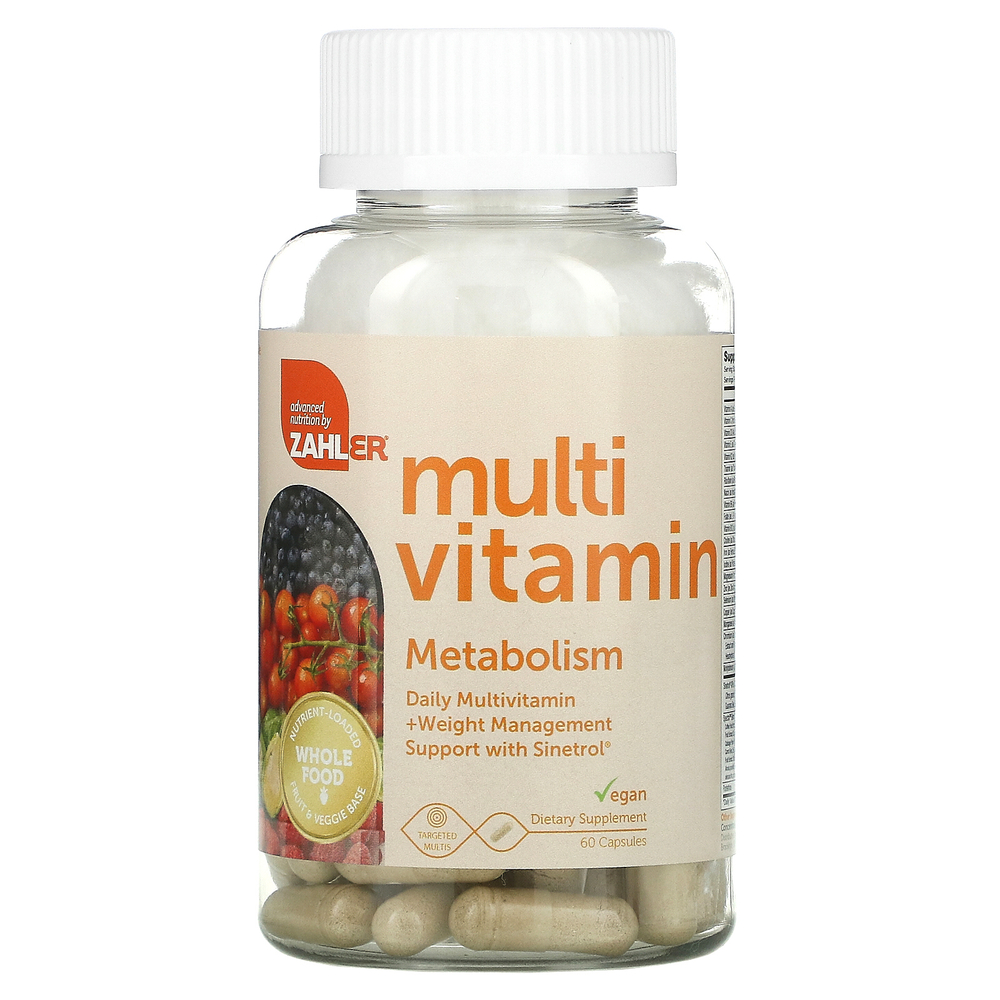 Zahler, Multivitamin Metabolism, мультивитаминная добавка для коррекции веса, с Sinetrol, 60 капсул