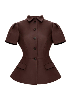 “Noir de Fleur” Жакет приталенный с коротким рукавом