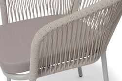 "Марсель" стул плетеный из роупа, каркас алюминий светло-серый (RAL7035) муар, роуп бежевый меланж круглый tex, ткань бежевая 052