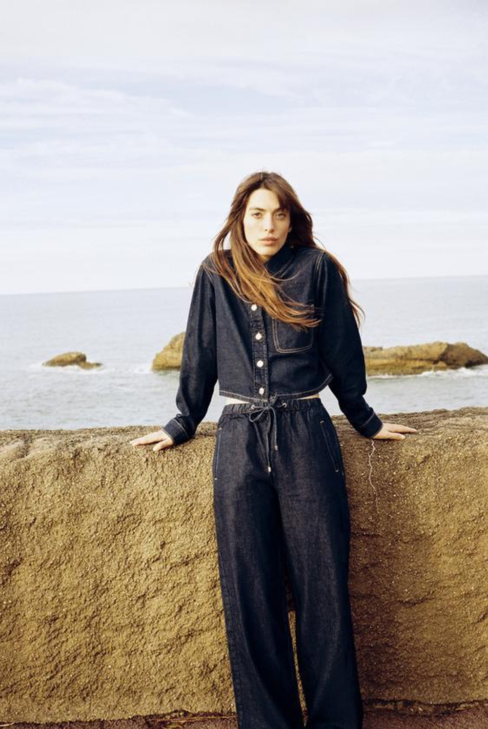 ZARA ДЖИНСЫ-ДЖОГГЕРЫ Z1975 WIDE-LEG, СИНИЙ