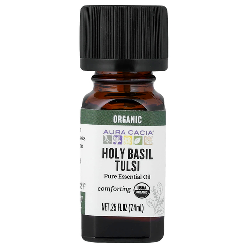 Aura Cacia, Чистое эфирное масло, органический туласи (базилик священный) 7,4 мл (0,25 жидк. унции)