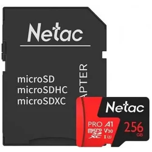 Карта памяти MicroSD 256Gb Netac P500 Extreme Pro SDXC Class 10 UHS-I 100MB/s (NT02P500PRO-256G-R)