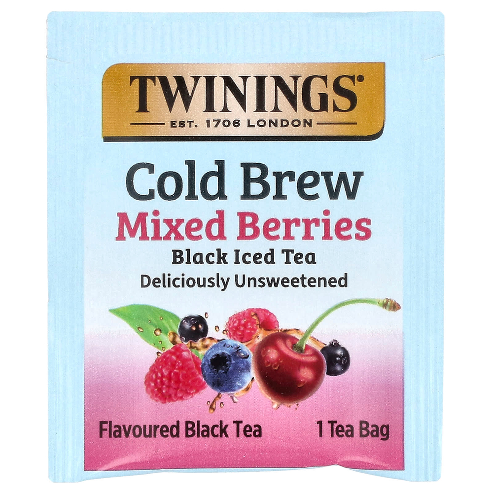 Twinings, холодный холодный чай, черный чай, смесь ягод, без подсластителей, 20 чайных пакетиков, 40 г (1,41 унции)