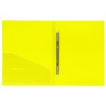 Папка с пружинным cкоросшивателем Brauberg Neon, 700мкм, корешок 16мм с карманом, желтая