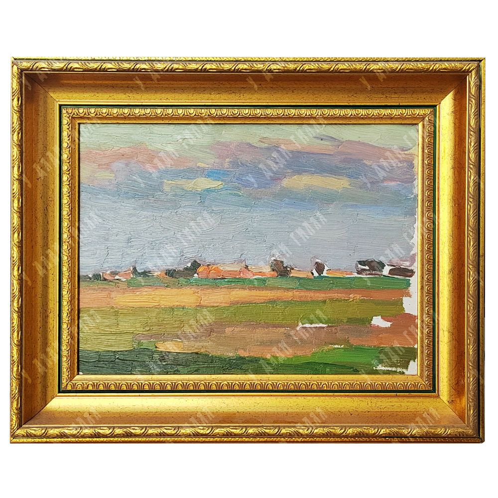 [Двусторонний] Динес Ю. С. Путник на берегу Волги / Две фигуры. Этюд. Холст, масло. 1943