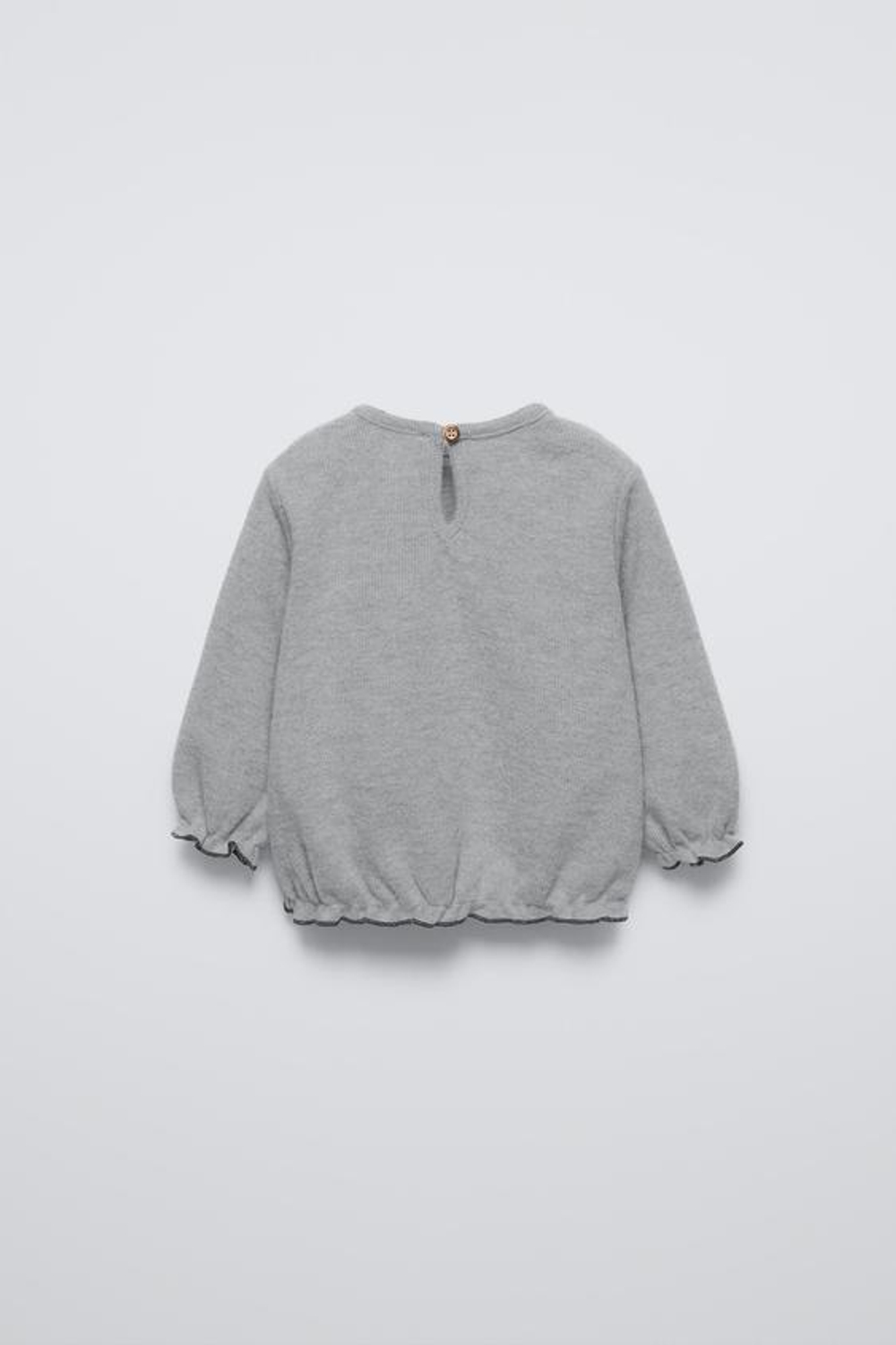 ZARA ЛОНГСЛИВ ИЗ МЯГКОЙ ТКАНИ С ВОЛНИСТОЙ КРОМКОЙ, СЕРЫЙ С МЕЛАНЖЕВЫМ ЭФФЕКТОМ