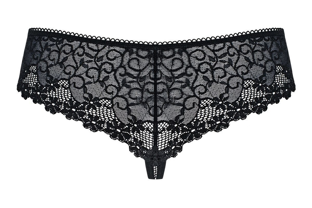 Кружевные трусики из сеточки и цветочного кружева (Размер: L-XL) (Цвет: черный)