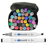 Маркер для скетчинга, двусторонние, Basir, четырёхгранные, 15 мм, спиртовые, 36 шт