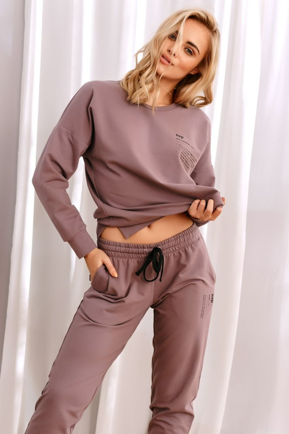 Джоггеры с карманами и поясом на резинке (Размер: XL) (Цвет: кофейный)