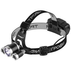 Фонарь налобный светодиодный Трофи GA-106 аккумуляторный 4 режима трехламповый High Power Headla | Налобные фонари