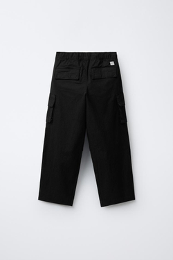 ZARA БРЮКИ КАРГО, ЧЕРНЫЙ
