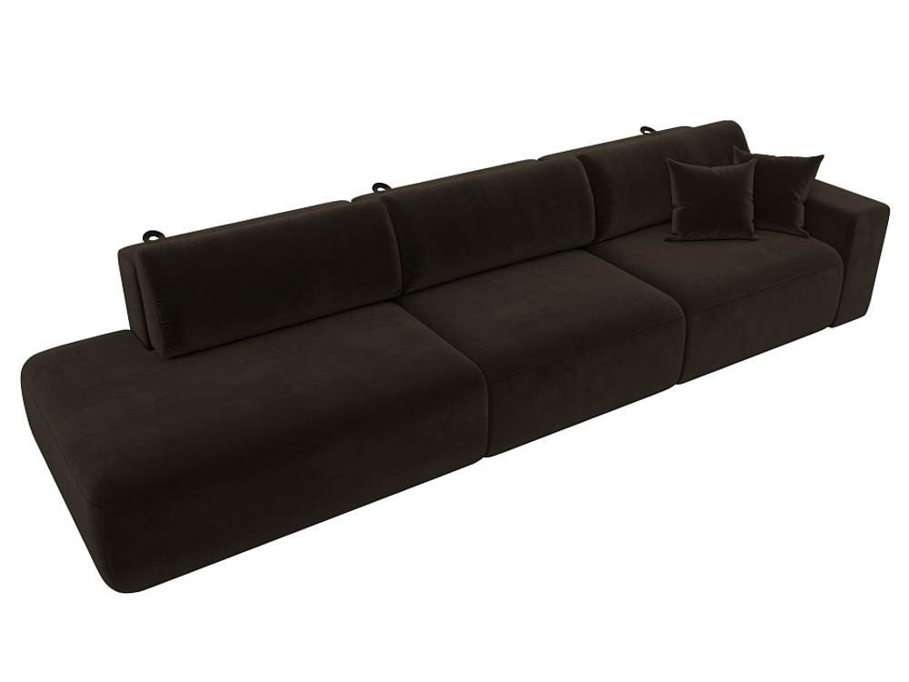 Диван прямой Лига-036 НПБ Модерн Лонг подлокотник справа МИКРОВЕЛЬВЕТ Коричневый